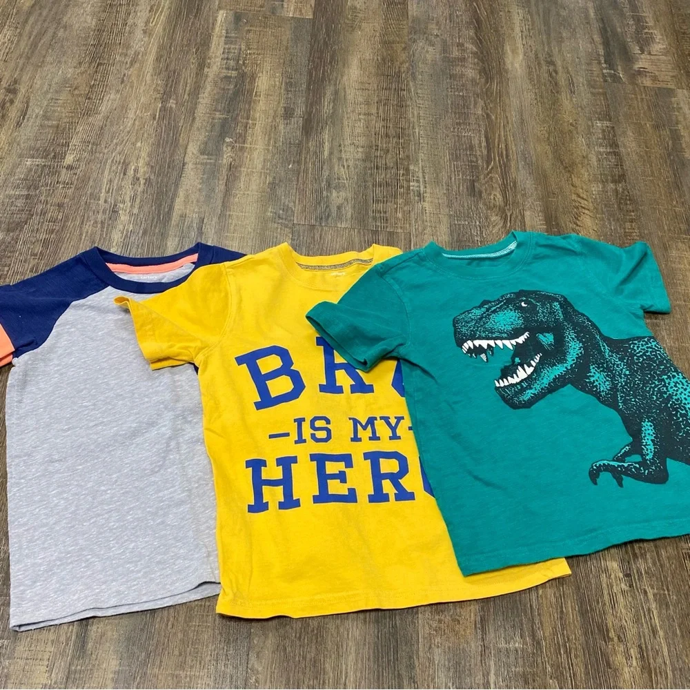 Carters Lot Of 3‎ Teal Dinosaur Graphic Kids T-Shirt Size 5T
